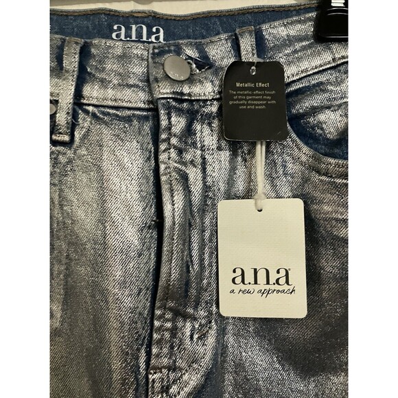ANA A New Approach Womens Sz 6 Denim Jean Midi Skirt Metallic Effect NWT - Picture 7 of 13